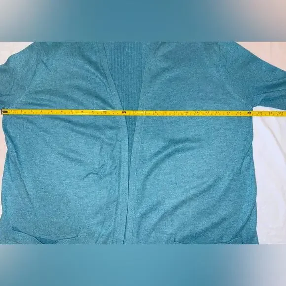Lou & Grey Long, Soft, Open Cardigan Sweater, in a Blu/Green Sz Medium EUC - Picture 5 of 10